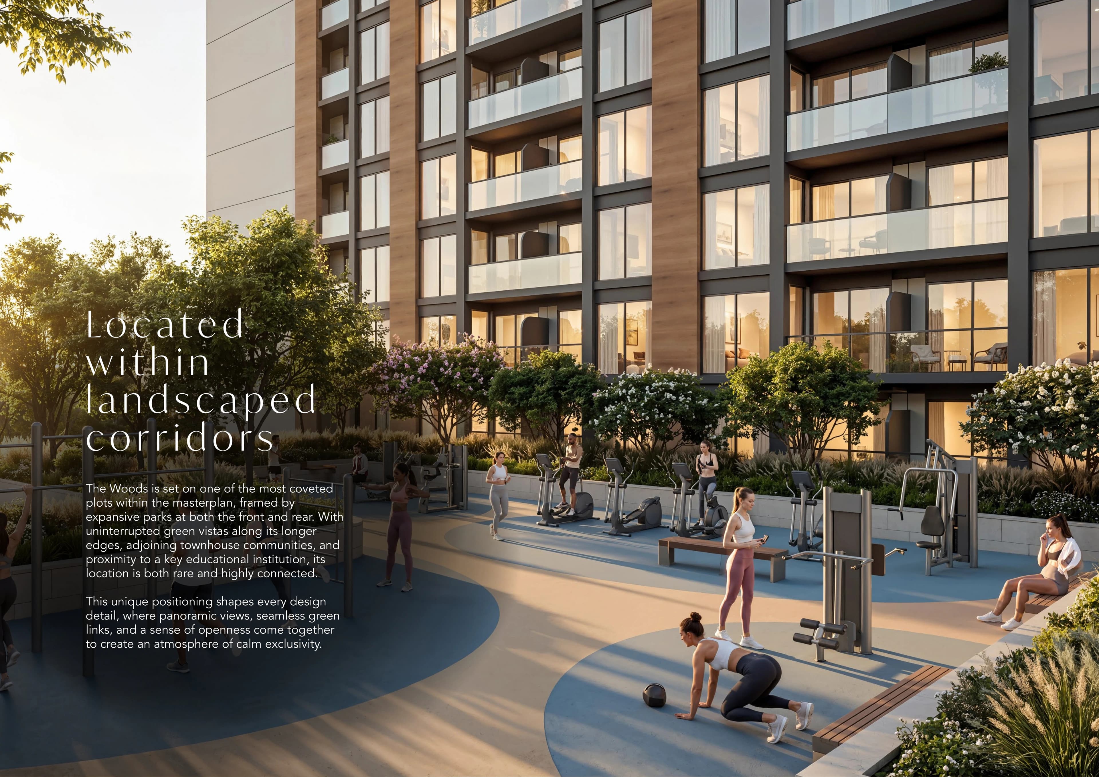 Sobha Sanctuary outdoor fitness gym with modern residential architecture